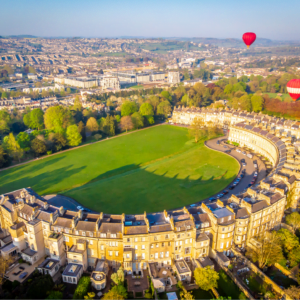 View of Royal crescent house in Bath, England